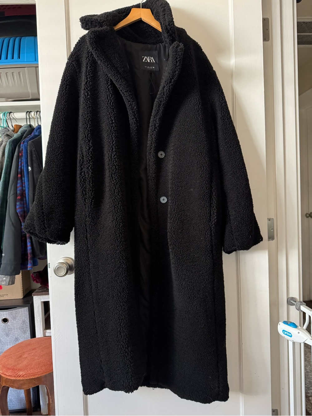 Zara Black Teddy Long Coat